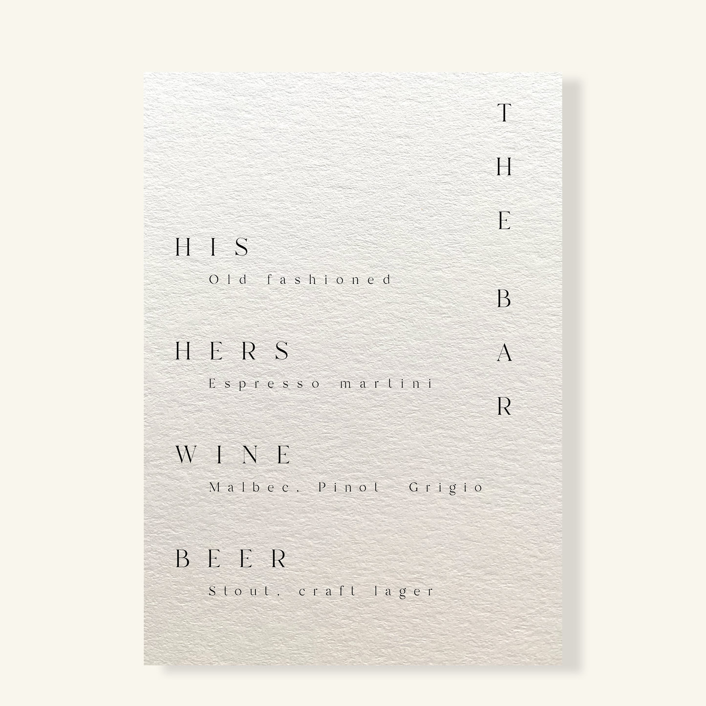 Bar Menu - New York