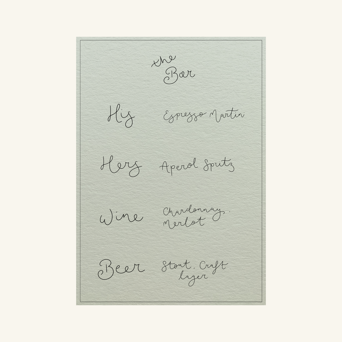 Bar Menu - Moya